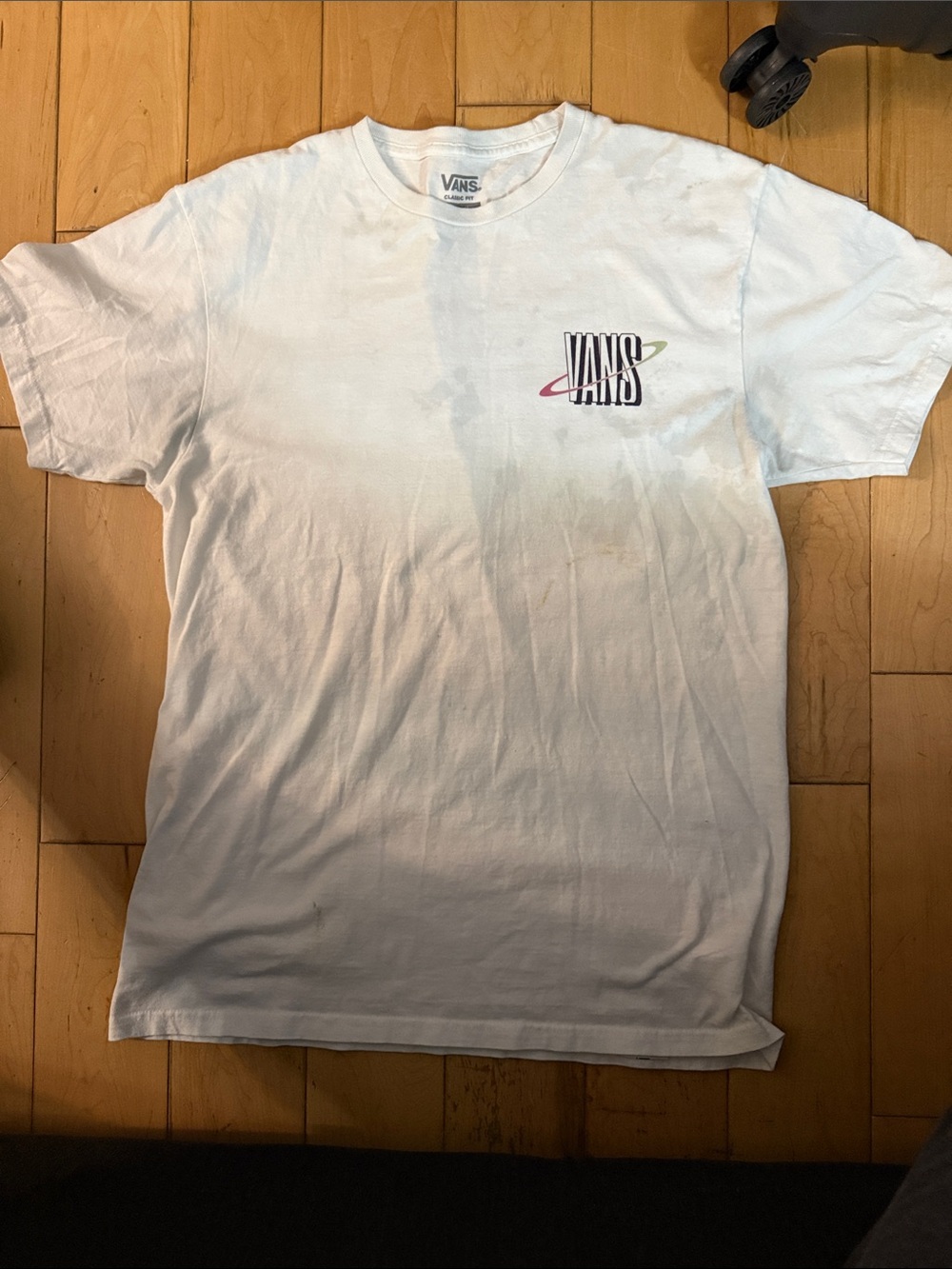 Vans White Short Sleeve Tee with Multi-Color Orbit Logo